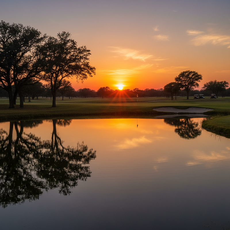Sunset over the 9th hole pond.